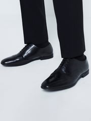 River Island Black Wide Fit Brogues Shoes - Image 1 of 6