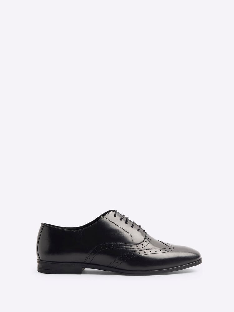 River Island Black Wide Fit Brogues Shoes - Image 2 of 6