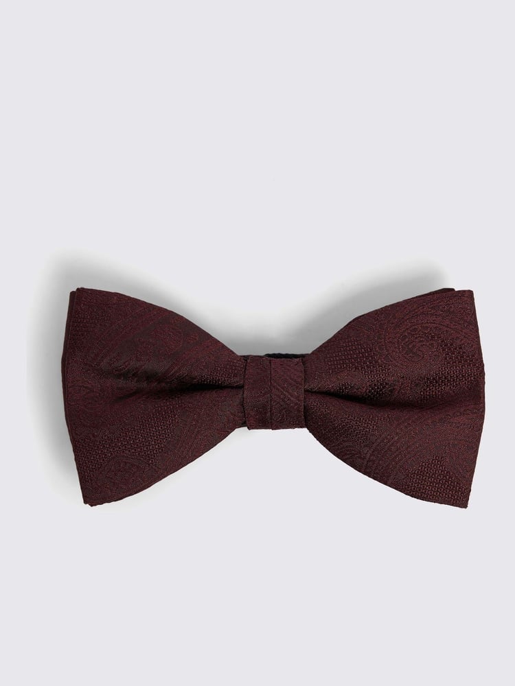 MOSS Red Black Silk Paisley Ready Bow Tie - Image 1 of 2