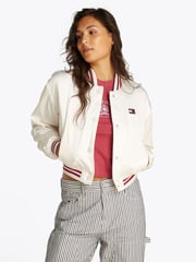 Tommy Jeans White Satin Coach Jacket - Image 1 of 7