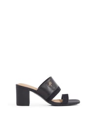Tommy Hilfiger Black Leather And Suede Block Heeled Mules - Image 2 of 6