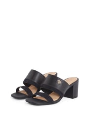 Tommy Hilfiger Black Leather And Suede Block Heeled Mules - Image 4 of 6