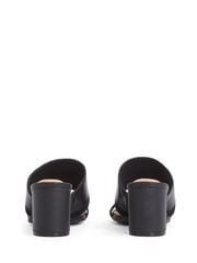 Tommy Hilfiger Black Leather And Suede Block Heeled Mules - Image 5 of 6