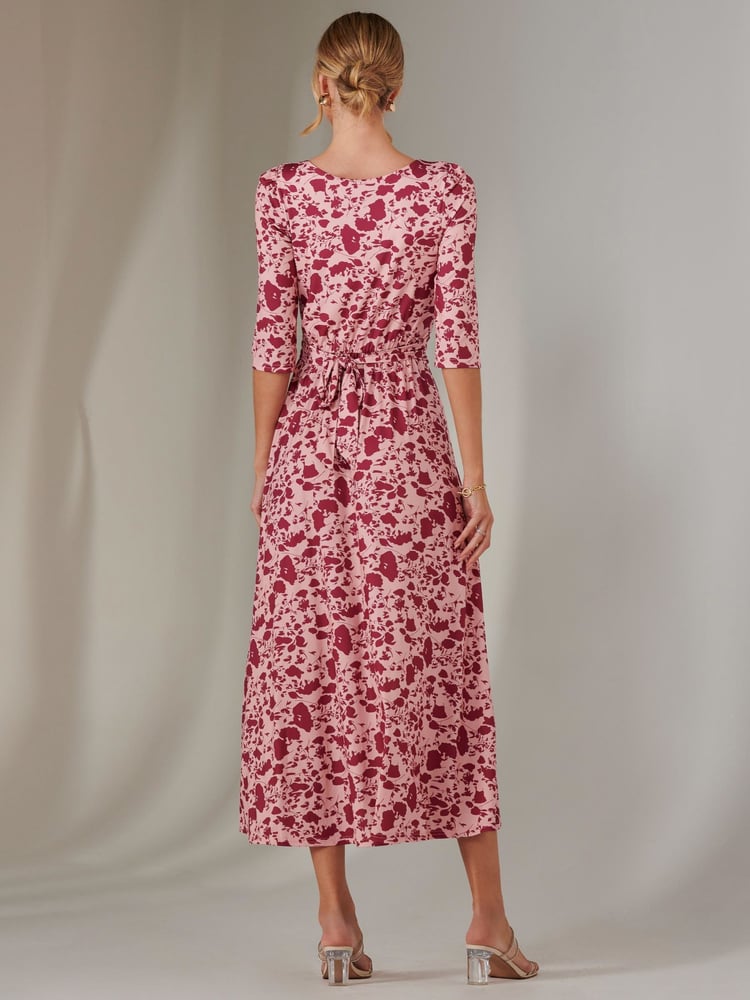 Jolie Moi Pink Goldie 3/4 Sleeve Jersey Maxi Dress - Image 2 of 7