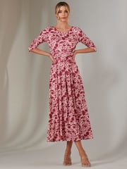 Jolie Moi Pink Goldie 3/4 Sleeve Jersey Maxi Dress - Image 3 of 7