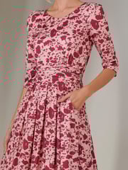 Jolie Moi Pink Goldie 3/4 Sleeve Jersey Maxi Dress - Image 4 of 7