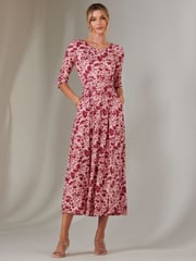 Jolie Moi Pink Goldie 3/4 Sleeve Jersey Maxi Dress - Image 6 of 7