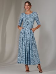 Jolie Moi Blue Light Enya 3/4 Sleeve Jersey Midaxi Dress - Image 1 of 6