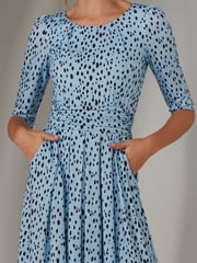 Jolie Moi Blue Light Enya 3/4 Sleeve Jersey Midaxi Dress - Image 3 of 6