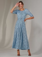 Jolie Moi Blue Light Enya 3/4 Sleeve Jersey Midaxi Dress - Image 4 of 6