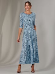 Jolie Moi Blue Light Enya 3/4 Sleeve Jersey Midaxi Dress - Image 5 of 6