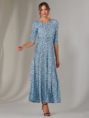 Jolie Moi Blue Light Enya 3/4 Sleeve Jersey Midaxi Dress - Image 6 of 6