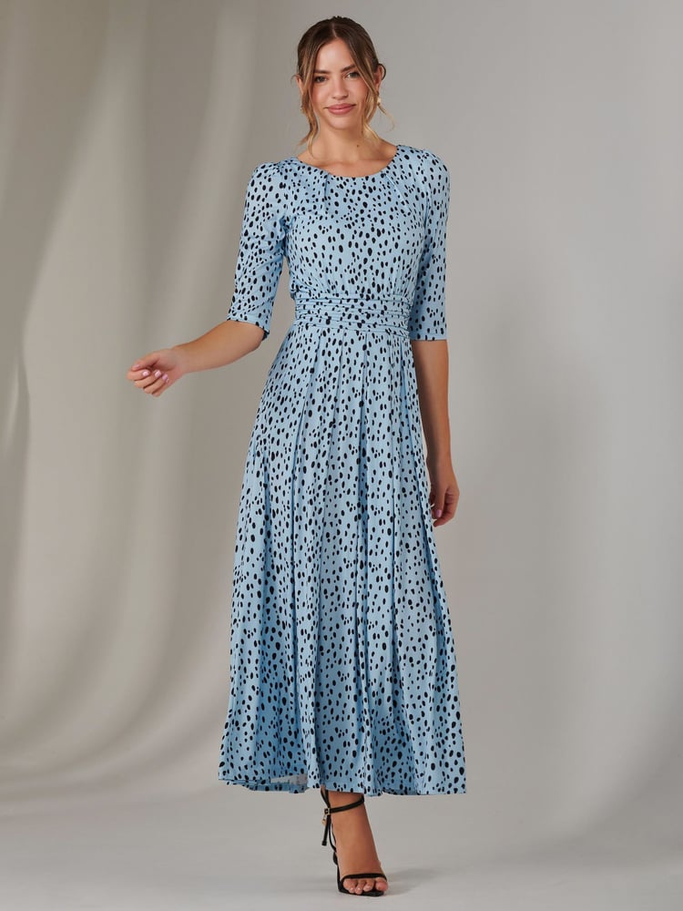 Jolie Moi Blue Light Enya 3/4 Sleeve Jersey Midaxi Dress - Image 6 of 6