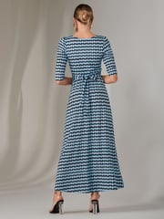 Jolie Moi Blue Dark Enya 3/4 Sleeve Jersey Midaxi Dress - Image 2 of 6