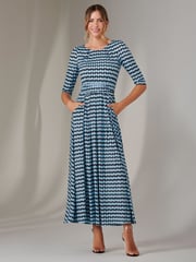 Jolie Moi Blue Dark Enya 3/4 Sleeve Jersey Midaxi Dress - Image 5 of 6