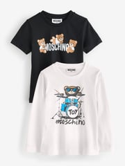 Moschino White Long Sleeve T-Shirts 2 Pack Giftset With Giftbox - Image 1 of 6