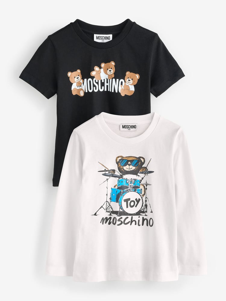 Moschino White Long Sleeve T-Shirts 2 Pack Giftset With Giftbox - Image 1 of 6