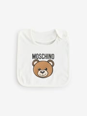 Moschino Cream Baby Logo Hat and Bib Giftset With Giftbox - Image 3 of 5