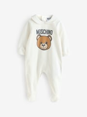 Moschino Cream Baby Logo Sleepsuit With Giftbox - Image 1 of 4