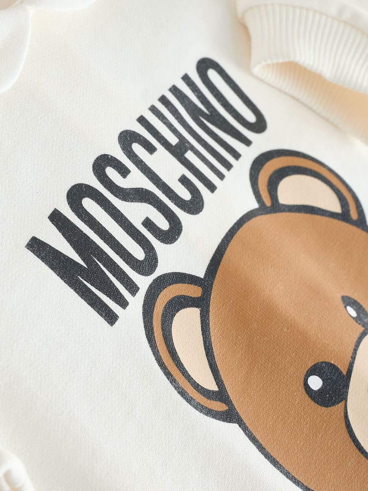 Moschino Cream Baby Logo Sleepsuit With Giftbox - Image 4 of 4