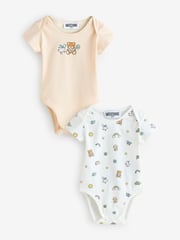 Moschino Natural Baby Logo Bodysuits 2 Pack With Giftbox - Image 1 of 6