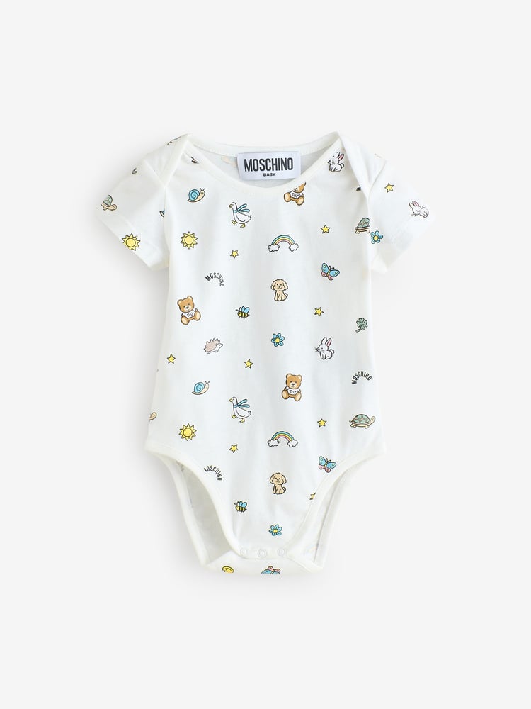 Moschino Natural Baby Logo Bodysuits 2 Pack With Giftbox - Image 2 of 6
