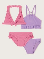 Monsoon Pink Crinkle Bikini Set 2 Pack - Image 1 of 3