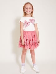 Monsoon Pink Heart Embroidered Disco Dress - Image 1 of 4