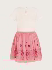 Monsoon Pink Heart Embroidered Disco Dress - Image 3 of 4