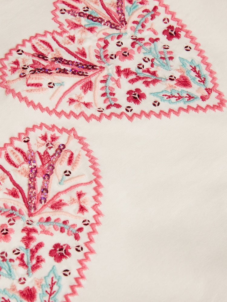 Monsoon Pink Heart Embroidered Disco Dress - Image 4 of 4