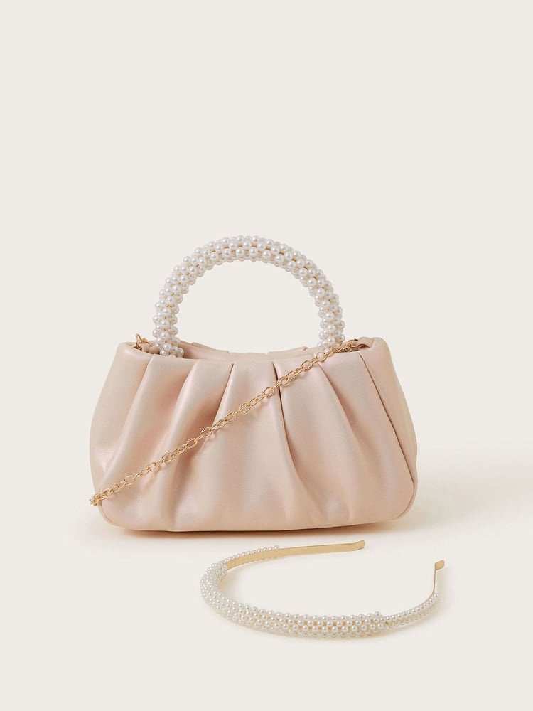 Monsoon Nude Pearl Bag and Headband Set - Image 1 of 4