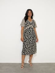 Live Unlimited Black Curve Mono Print V-Neck Midaxi Dress - Image 5 of 7