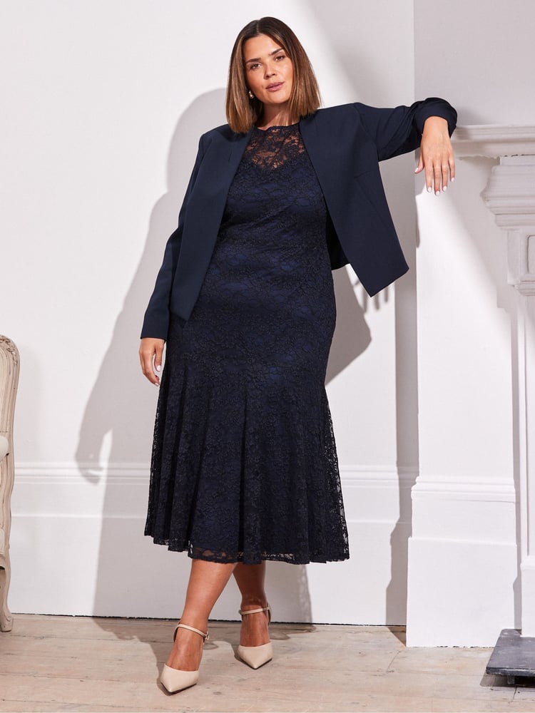 Live Unlimited Blue Cropped Peplum Blazer - Image 2 of 4