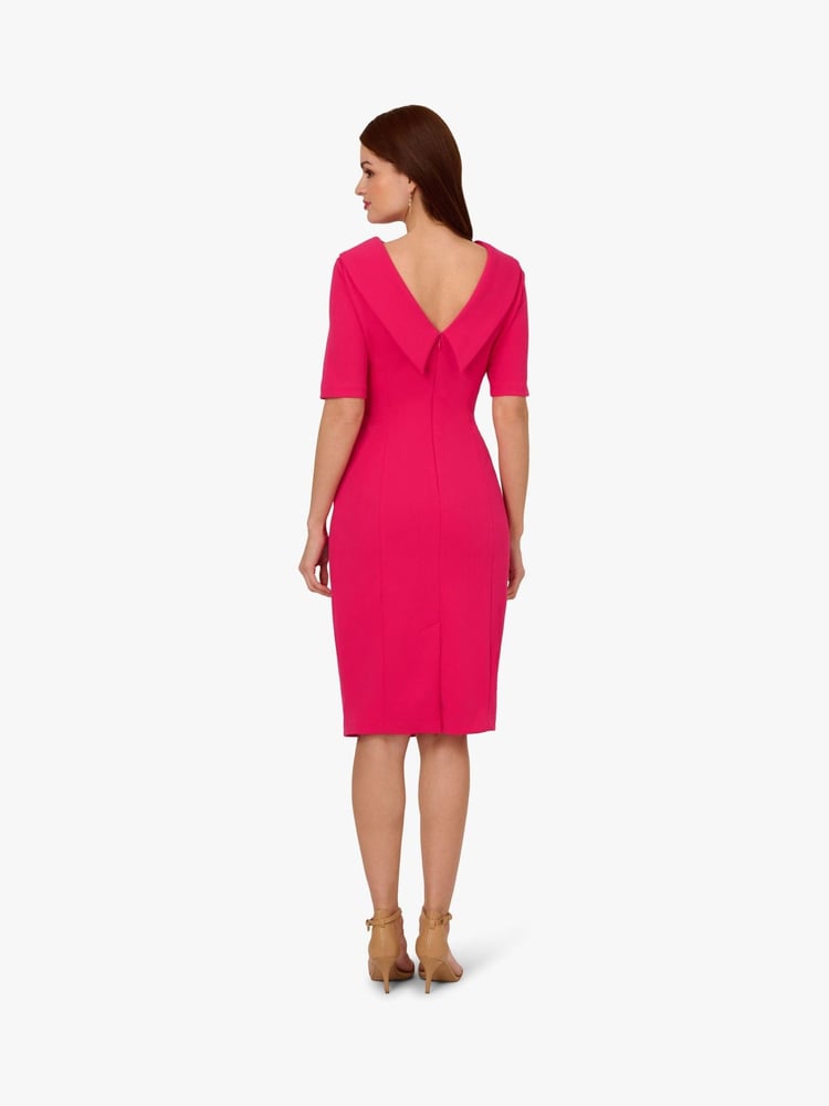 Adrianna Papell Pink Roll Neck Sheath With V Back Dress - Image 2 of 6