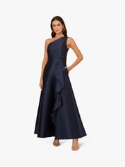 Adrianna Papell Blue Studio One Shoulder Mikado Gown - Image 1 of 6