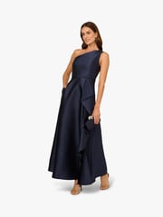 Adrianna Papell Blue Studio One Shoulder Mikado Gown - Image 3 of 6