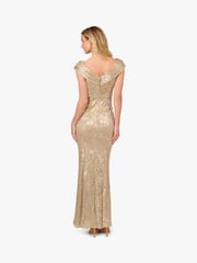 Adrianna Papell Gold Foil Leaf Mermaid Gown - Image 2 of 6