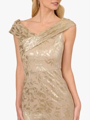 Adrianna Papell Gold Foil Leaf Mermaid Gown - Image 4 of 6