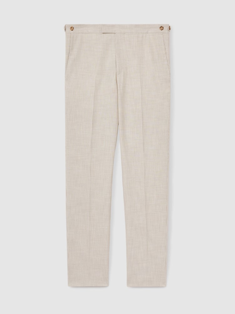 Reiss Oatmeal/White Kai Slim-Fit Pinstripe Suit Trousers - Image 2 of 7