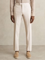 Reiss Oatmeal/White Kai Slim-Fit Pinstripe Suit Trousers - Image 3 of 7