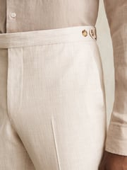 Reiss Oatmeal/White Kai Slim-Fit Pinstripe Suit Trousers - Image 5 of 7