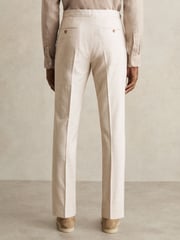 Reiss Oatmeal/White Kai Slim-Fit Pinstripe Suit Trousers - Image 6 of 7