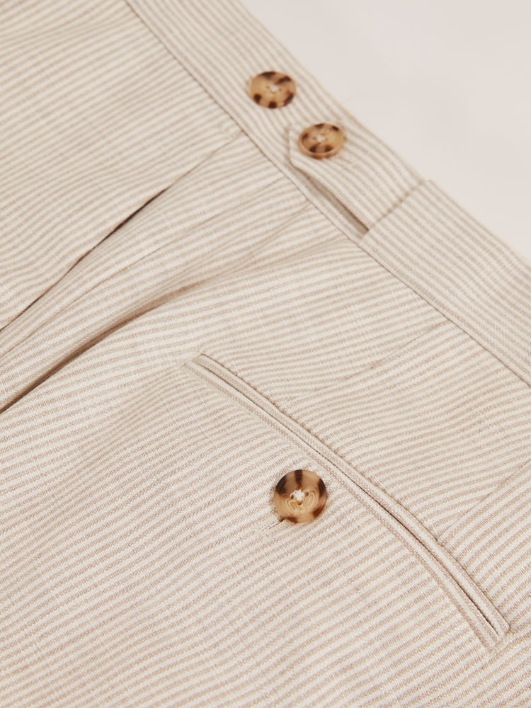 Reiss Oatmeal/White Kai Slim-Fit Pinstripe Suit Trousers - Image 7 of 7