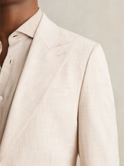 Reiss Oatmeal/White Kai Slim Fit Single Breasted Pinstripe Suit Blazer - Image 5 of 9