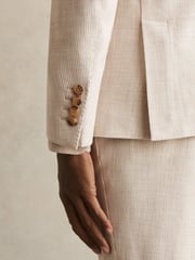 Reiss Oatmeal/White Kai Slim Fit Single Breasted Pinstripe Suit Blazer - Image 6 of 9