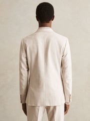 Reiss Oatmeal/White Kai Slim Fit Single Breasted Pinstripe Suit Blazer - Image 7 of 9