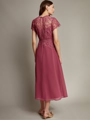 Monsoon Pink Monica Lace Midi Dress - Image 2 of 5
