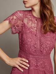 Monsoon Pink Monica Lace Midi Dress - Image 3 of 5