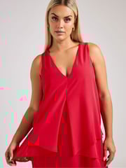 Yours Curve Red London Layered Top - Image 4 of 6
