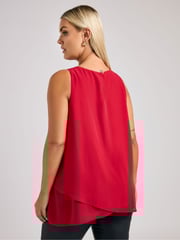 Yours Curve Red London Layered Top - Image 5 of 6